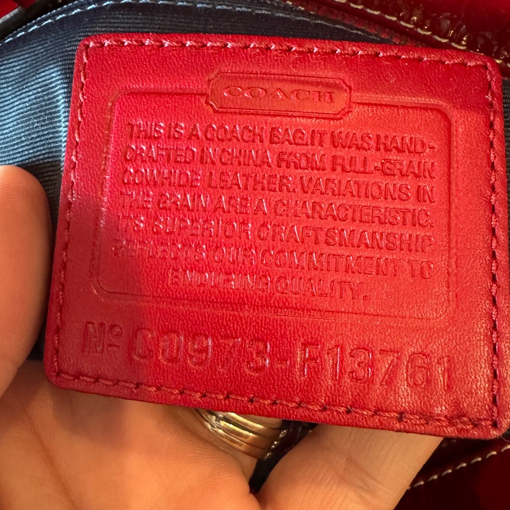 Coach - NWT Authentic Red Patent Leather Tote #13761 2009 Zipper Top Closure - Picture 11 of 11